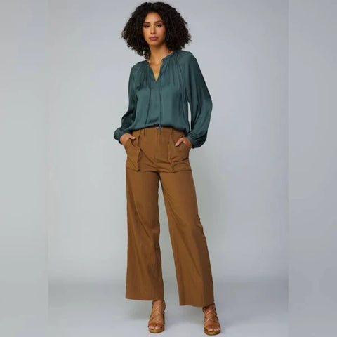 Hunter Green V Neck Blouse