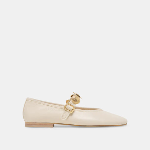 Relan Off White Leather Ballet Flat