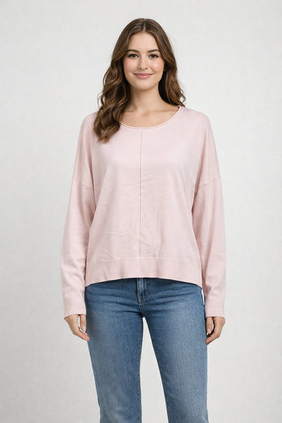 Seam Front Round Neck Pullover