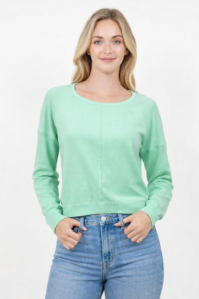 Seam Front Round Neck Pullover