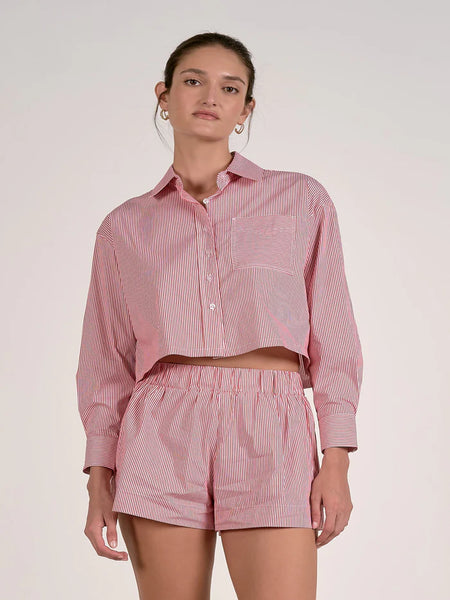 No Business Button Up Cro Top