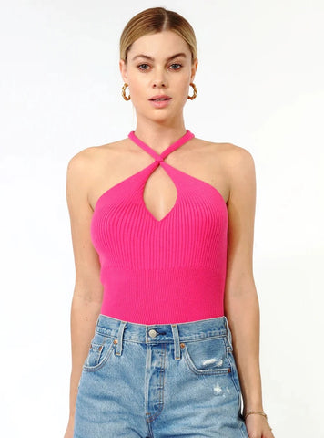 Rina Knit Halter Top Hot Pink