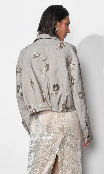 Brielle Zip Up Sequin Embroidered Jacket