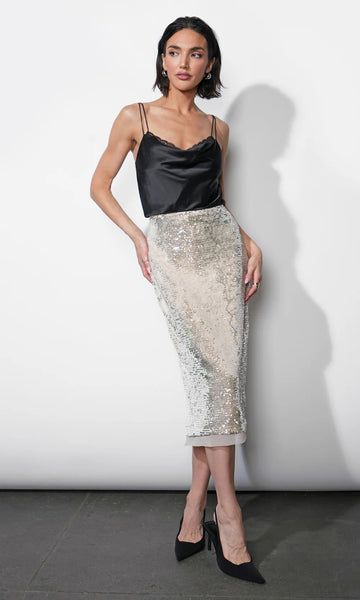 Gianna Velvet Sequin Midi Skirt
