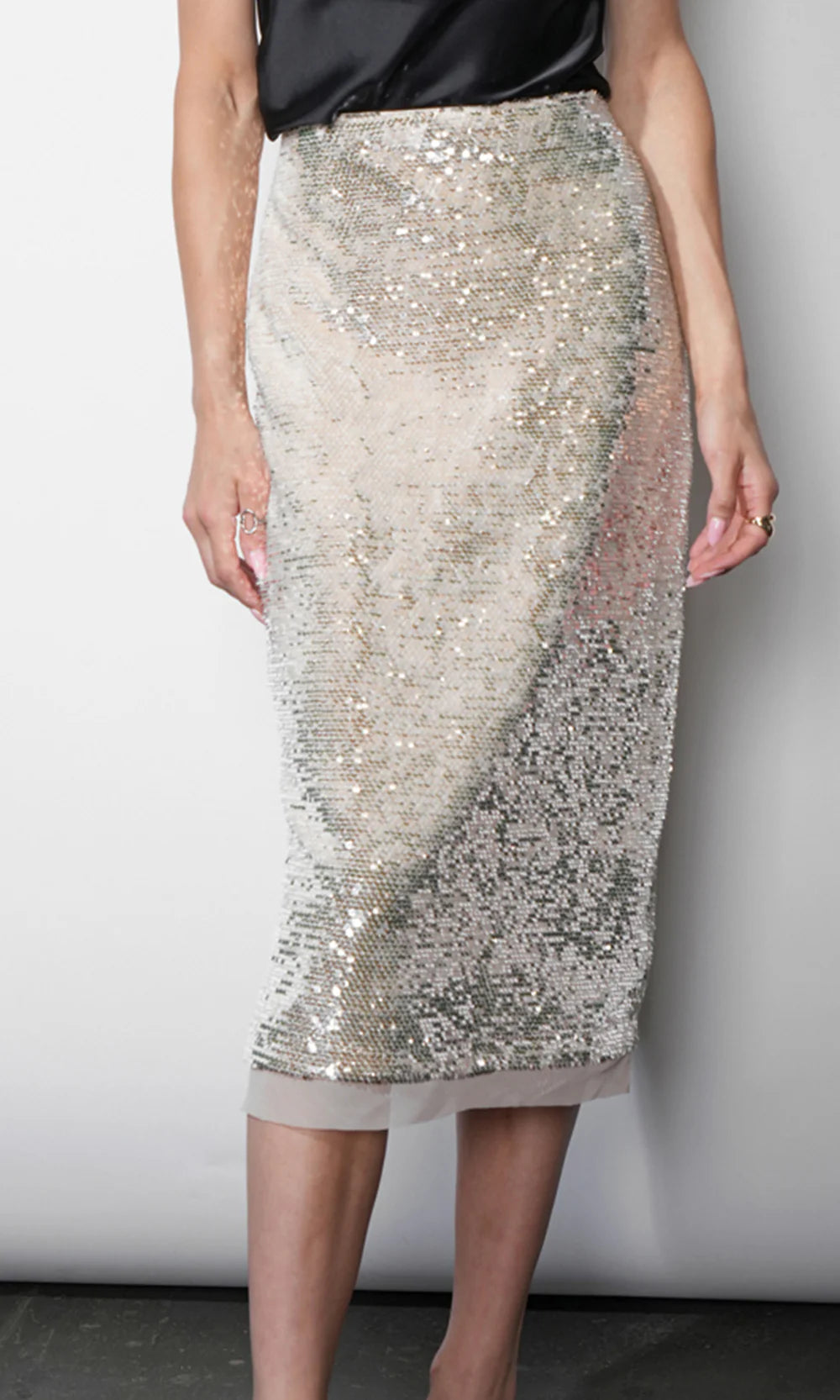 Gianna Velvet Sequin Midi Skirt