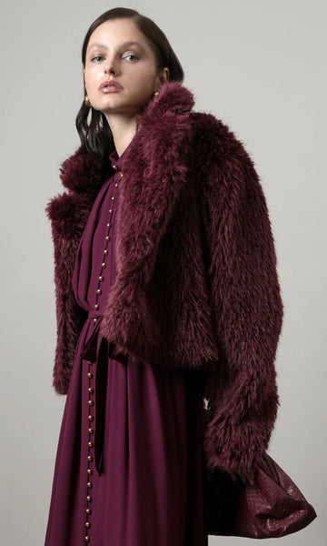 Maddox Shaggy Faux Fur Cropped Coat