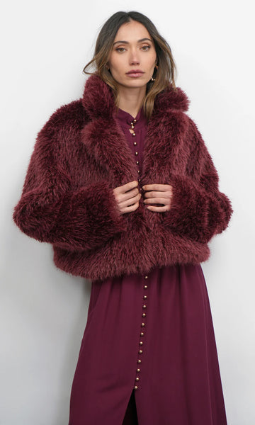 Maddox Shaggy Faux Fur Cropped Coat