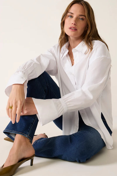 Cinched Cuff Poplin Shirt