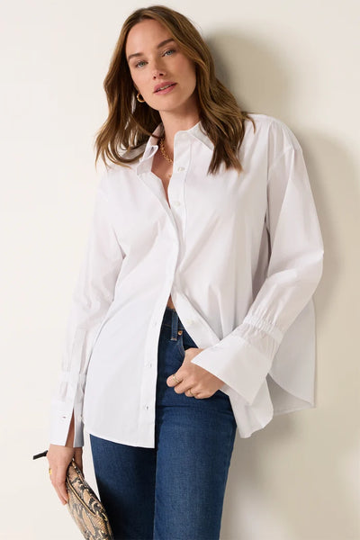 Cinched Cuff Poplin Shirt