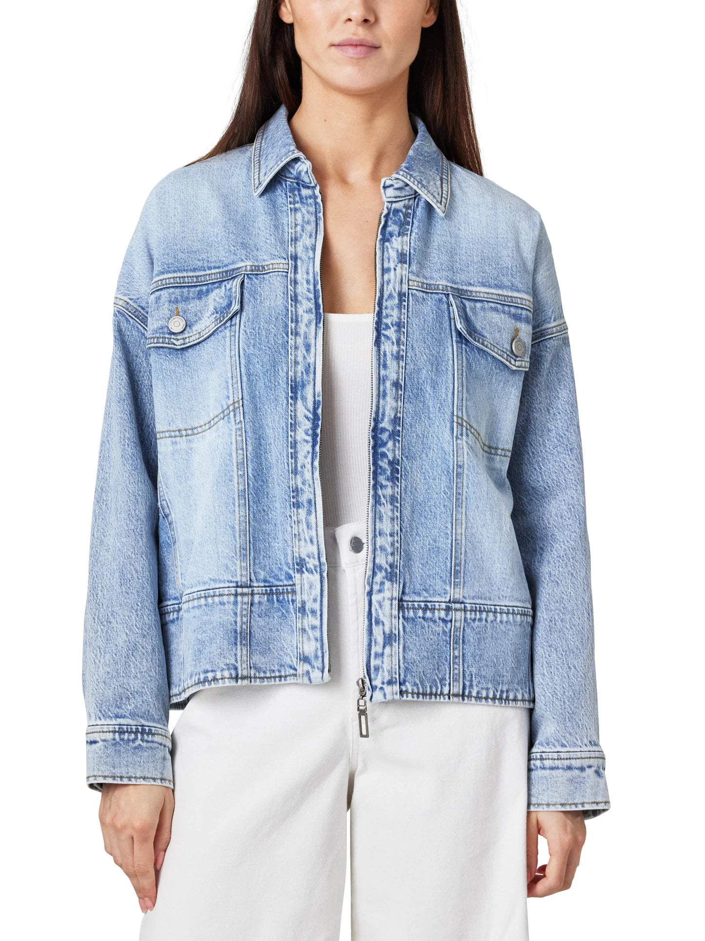 Zip Oversized Trucker Jacket