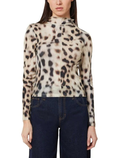 Animal Print Turtleneck Top