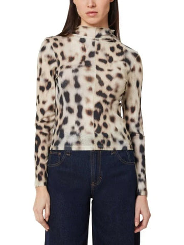 Animal Print Turtleneck Top