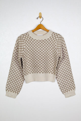 Great Things Gingham Crop Sweater
