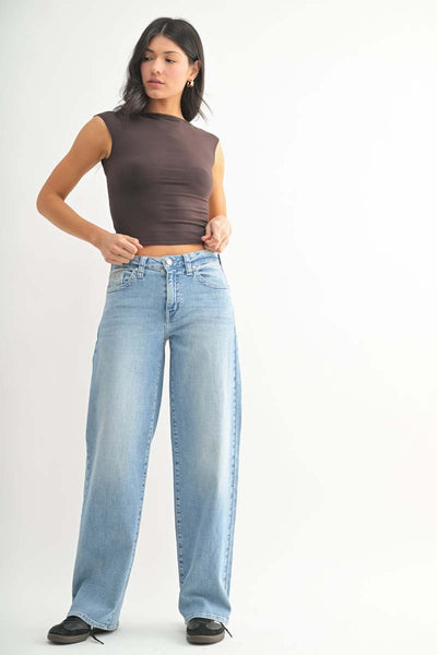 Low Slung Vintage Straight Leg Jeans