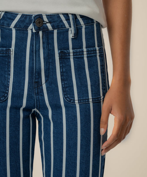 Kelsey High Rise Fab AB Ankle Flare Stripe