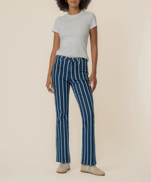 Kelsey High Rise Fab AB Ankle Flare Stripe