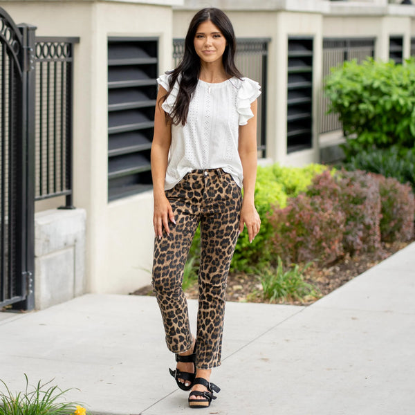 Leopard High Rise Flare Jeans