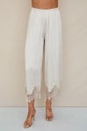 Mineral Wash Lace Hem Culotte Pants