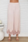 Mineral Wash Lace Hem Culotte Pants