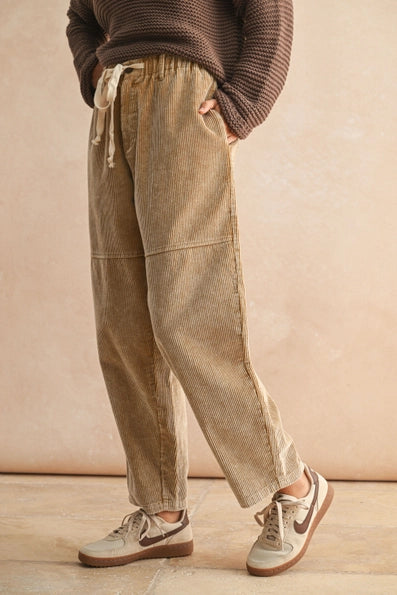 Washed Effect Corduroy Pants