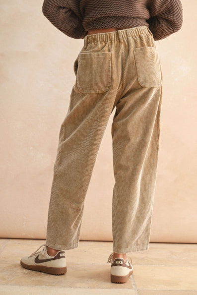 Washed Effect Corduroy Pants