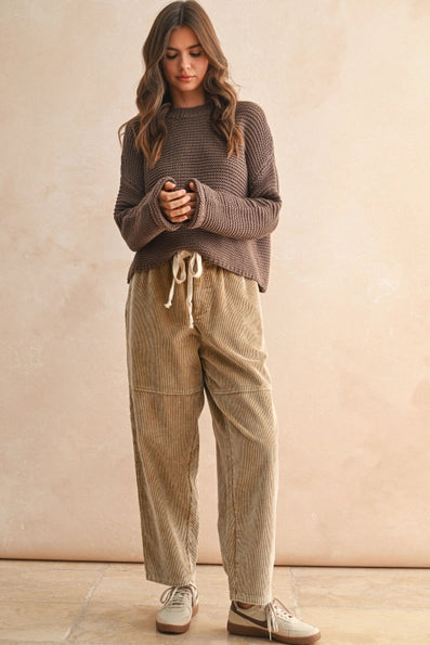 Washed Effect Corduroy Pants