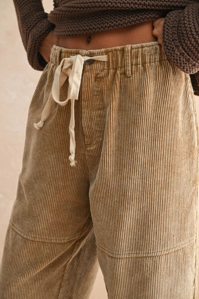 Washed Effect Corduroy Pants