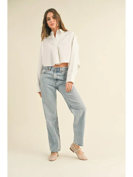 Cropped Button Down Blouse