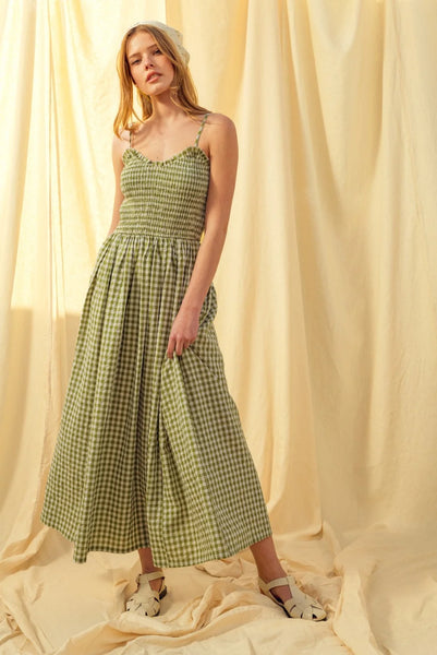 Green Gingham Long Dress