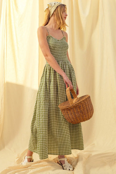 Green Gingham Long Dress
