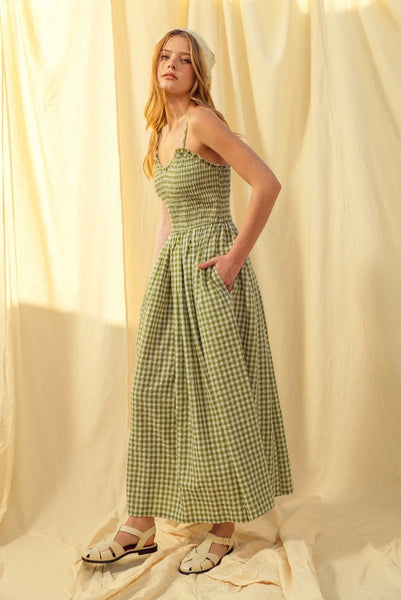 Green Gingham Long Dress