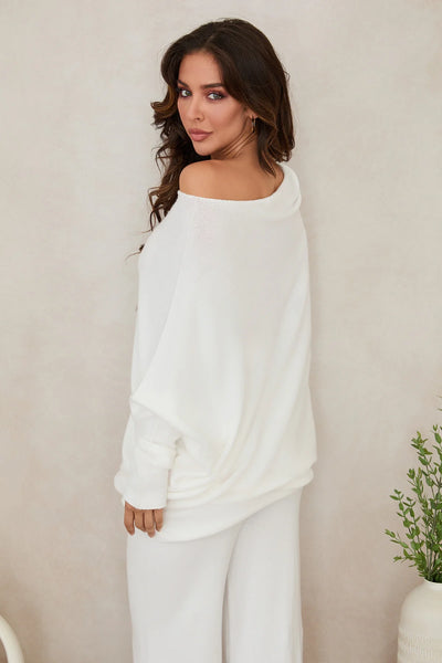 Asymmetrical Cuff Sleeve Knit Top