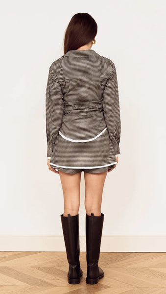 Fitted Waist Check Shirt with Contrast Hem