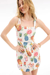 Square Neck Colorful Print Mini Dress