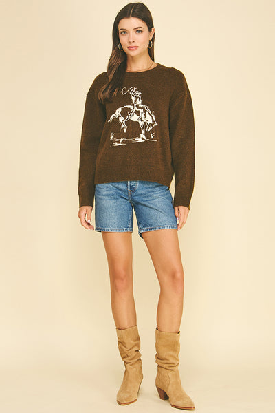 Cowboy Graphic Crew Sweater