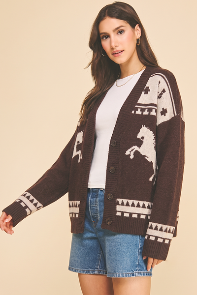 western Horse Knit Cardigan