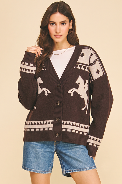 western Horse Knit Cardigan