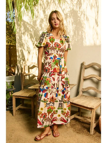 Floral Print Tiered Maxi