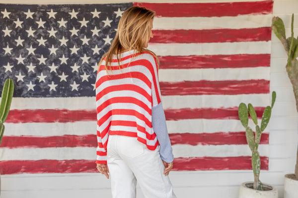 Flag Chunky Henley Sweater