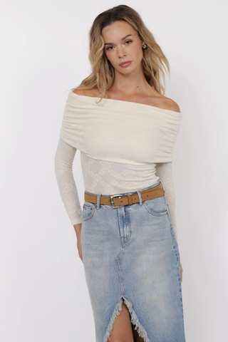 Roadhouse Jacquard Knit Off The Shoulder Top