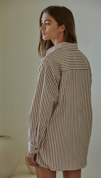 Brown Striped Button Up