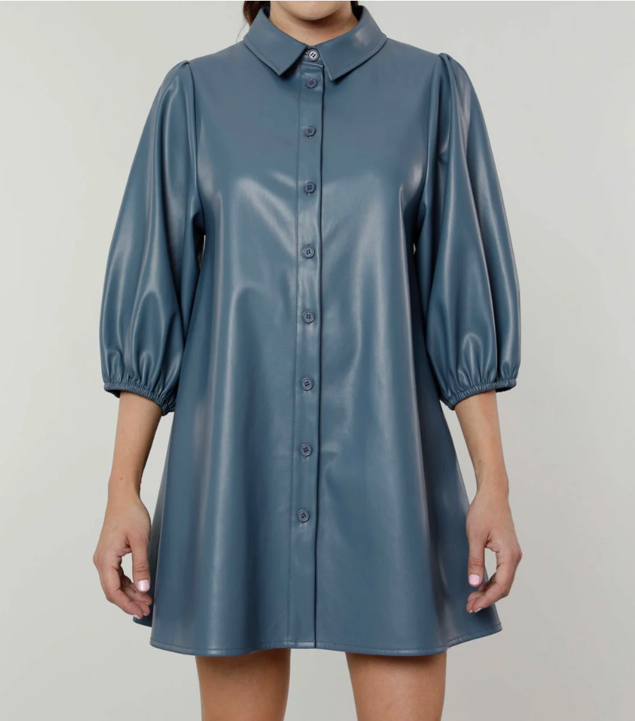 Blue Leather Mini Tunic