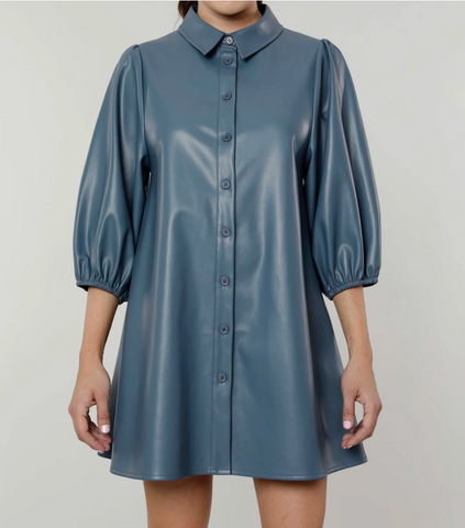 Blue Leather Mini Tunic