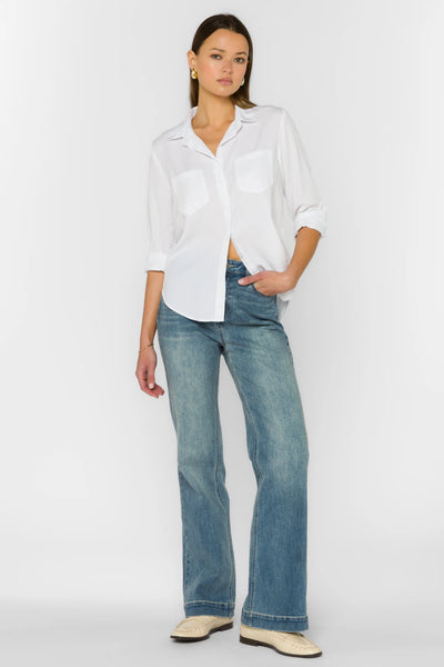Riley Optic White Button Up Top