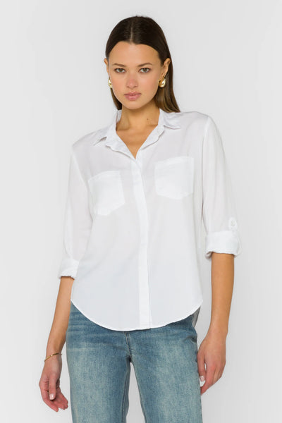 Riley Optic White Button Up Top