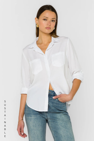Riley Optic White Button Up Top