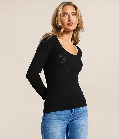 Tibi Scoop Neck Mesh Sweater