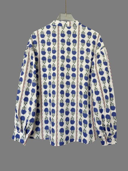 Boho Leisure Lotus Floral Button-Up Shirt