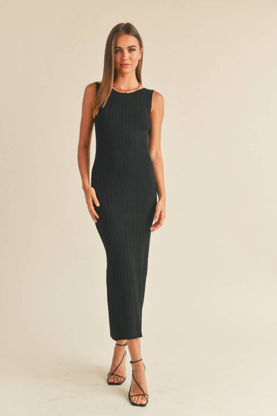 D2997   PATTERNED RIB KNITTED LONG DRESS