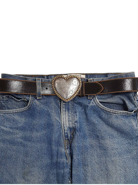 Western Heart Buckle w. Vintage Leather belt